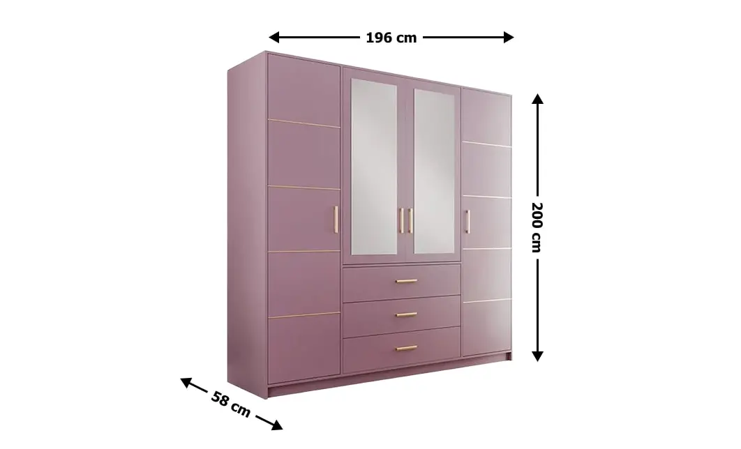 Dulap Bali 2 D4 Lila cu Oglindă și 4 Uși 1