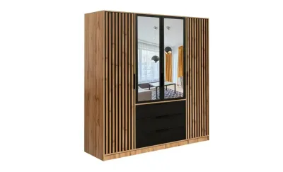 Dulap Bali Lux cu 4 Usi D4 cu Riflaj si Oglinda