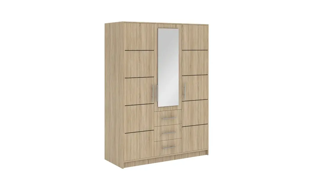 Dulap Bali D3 Sonoma cu Oglindă și 3 Uși