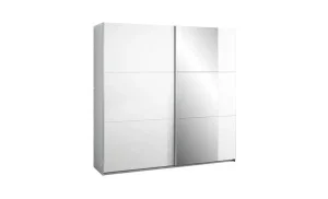 Dulap Bastia 200 Alb Uși Glisante cu Oglindă