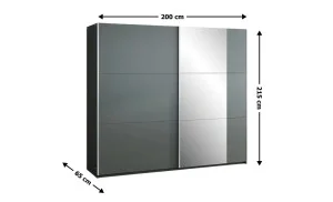 Dulap Bastia Grafit 200 Uși Glisante cu Oglindă