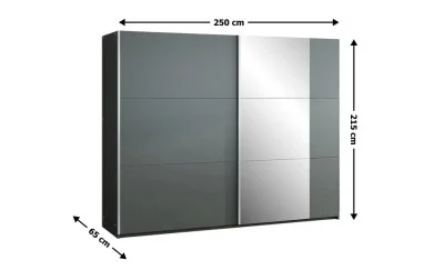 Dulap Bastia Grafit 250 Uși Glisante cu Oglindă