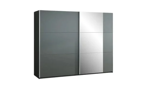 Dulap Bastia Grafit 250 Uși Glisante cu Oglindă