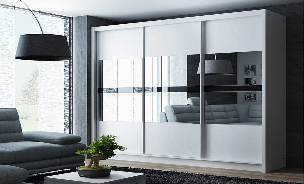 Dulap Batumi Alb 250 Uși Glisante cu Oglindă 2