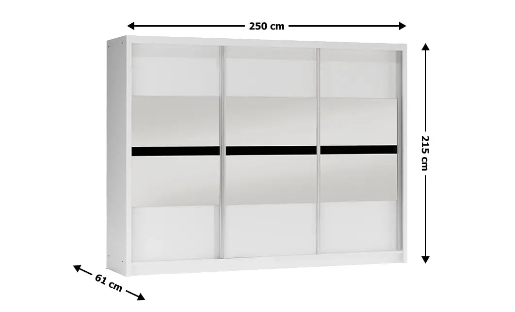 Dulap Batumi Alb 250 Uși Glisante cu Oglindă 1