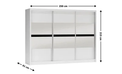 Dulap Batumi Alb 250 Uși Glisante cu Oglindă