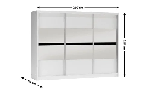 Dulap Batumi Alb 250 Uși Glisante cu Oglindă