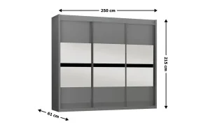 Dulap Batumi Grafit 250 Uși Glisante cu Oglindă