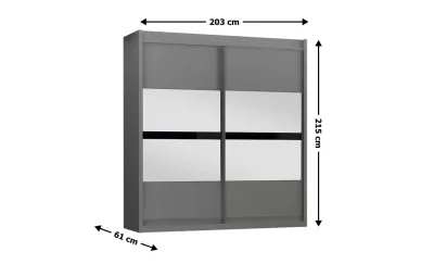 Dulap Batumi Grafit 203 Uși Glisante cu Oglindă