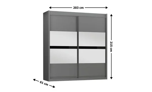 Dulap Batumi Grafit 203 Uși Glisante cu Oglindă
