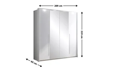 Dulap Brema Alb 210 cu Uși Basculante și Oglindă