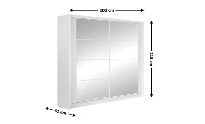 Dulap Dakota Alb 203 Uși Glisante și Oglindă