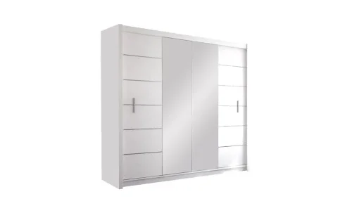 Dulap Lizbona 2 Usi Glisante Alb cu Oglinda 203 
