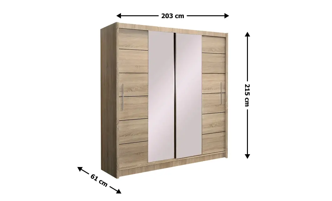 Dulap Lizbona 2 Sonoma 203 Uși Glisante cu Oglindă 1