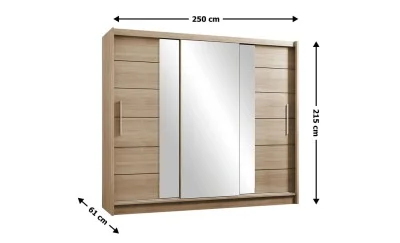 Dulap Lizbona 2 Sonoma 250 Uși Glisante cu Oglindă