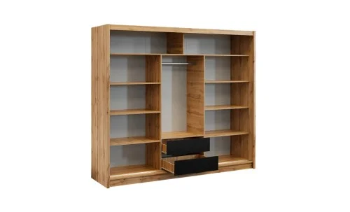 Dulap London L 250 Uși Glisante cu Riflaj si Oglindă