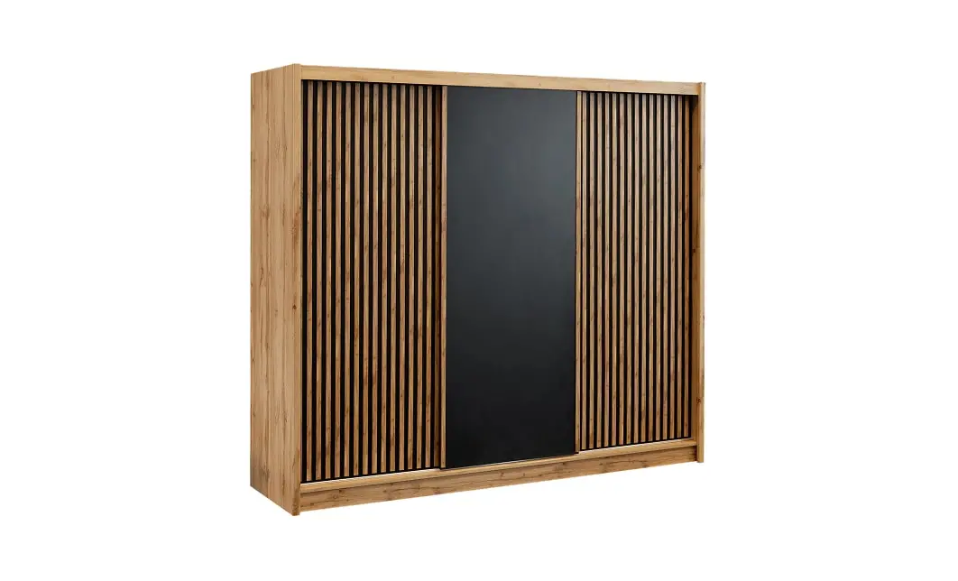 Dulap London 250 Negru Uși Glisante cu Riflaj