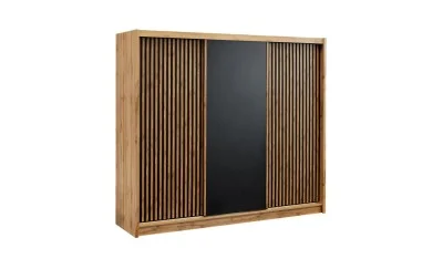 Dulap London 250 Negru Uși Glisante cu Riflaj