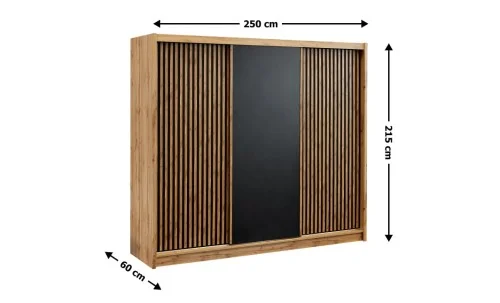 Dulap London 250 Negru Uși Glisante cu Riflaj