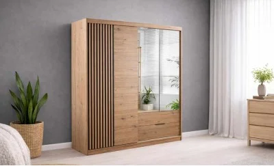 Dulap Majorka 2 Usi D2 Stejar Artizanal cu Oglinda