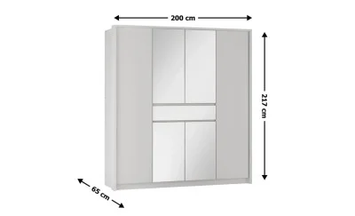 Dulap Split Biali / Lustro 200 cu Uși Glisante