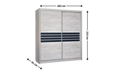 Dulap Turyn Craft / Grafit DAB 203 cu Uși Glisante