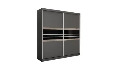 Dulap Turyn Lava / Negru 203 cu 2 Uși Glisante