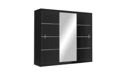 Dulap Vista Negru 250 Uși Glisante cu Oglindă