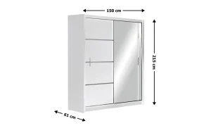 Dulap Vista Alb 150 Uși Glisante cu Oglindă