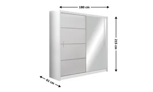 Dulap Vista Alb 180 Uși Glisante cu Oglindă