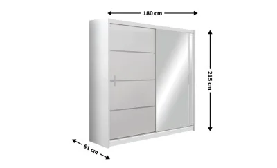 Dulap Vista Alb 180 Uși Glisante cu Oglindă