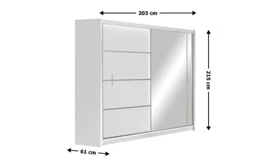 Dulap Vista Alb 203 Uși Glisante cu Oglindă