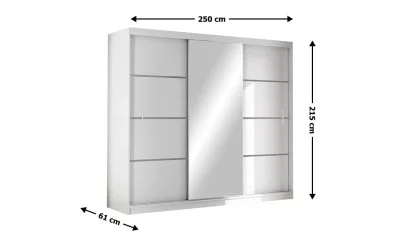 Dulap Vista Alb 250 Uși Glisante cu Oglindă