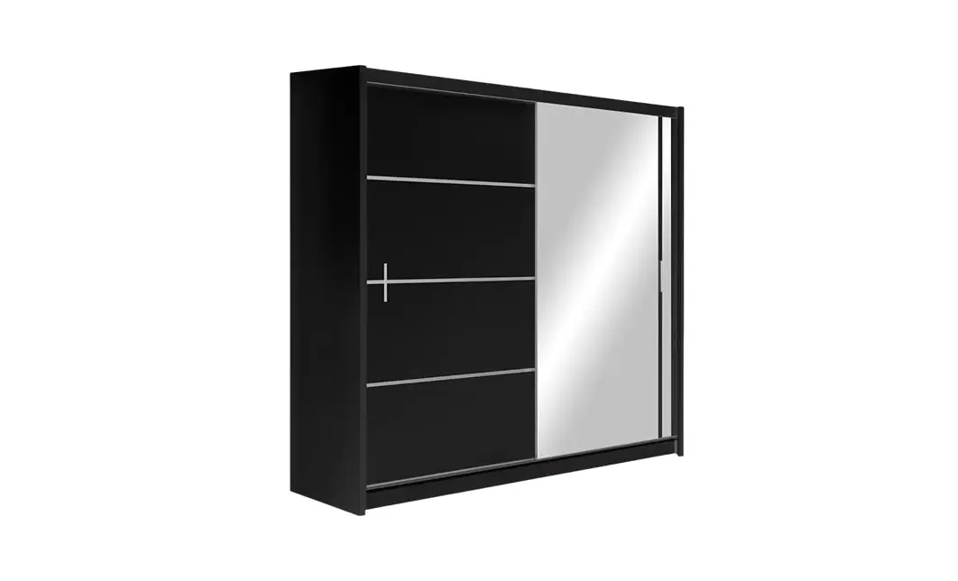 Dulap Vista Negru 203 Uși Glisante cu Oglindă