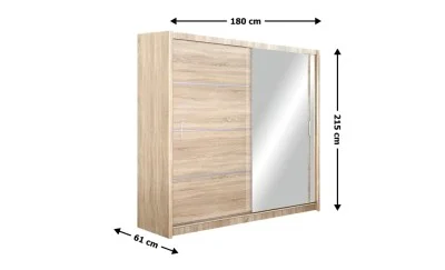 Dulap Vista Sonoma 180 Uși Glisante cu Oglindă