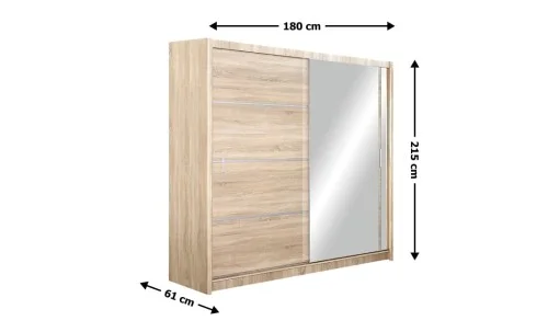 Dulap Vista Sonoma 180 Uși Glisante cu Oglindă