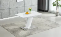 Set Masă Living Extensibilă KJT380 Alb cu 4 Scaune KJC356 Bej 1