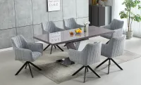 Set Masă Living Extensibilă KJT384 Gri cu 6 Scaune KJC385 Gri