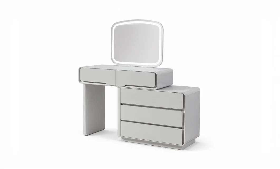 Măsuță Toaletă T6065 Albă Extensibilă cu 3 culori LED și Oglindă 1