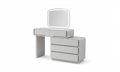 Măsuță Toaletă T6065 Albă Extensibilă cu 3 culori LED și Oglindă