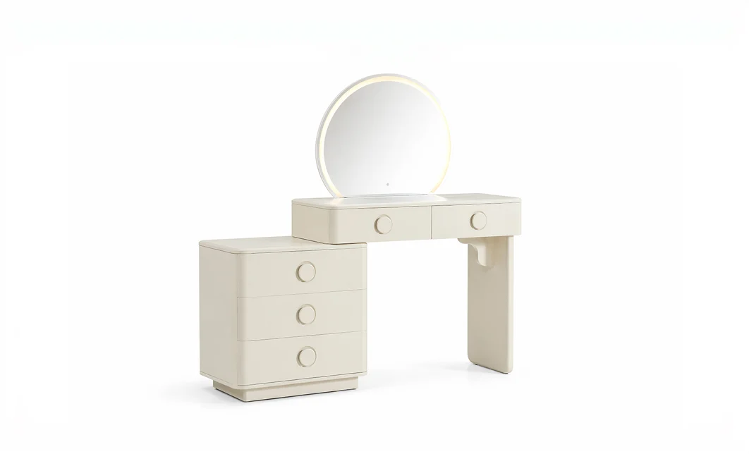 Măsuță Toaletă T6225 Albă Extensibilă cu 3 culori LED și Oglindă 1