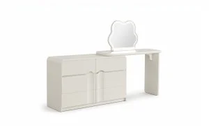 Măsuță Toaletă T6236 Albă Extensibilă cu 3 culori LED și Oglindă