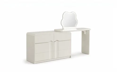 Măsuță Toaletă T6236 Albă Extensibilă cu 3 culori LED și Oglindă