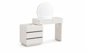 Măsuță Toaletă T6275 Albă cu 3 culori LED și Oglindă