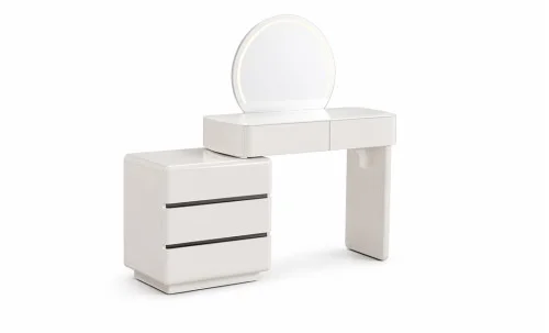 Măsuță Toaletă T6275 Albă cu 3 culori LED și Oglindă