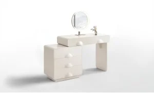 Măsuță Toaletă T636-5 Albă Extensibilă cu 3 culori LED și Oglindă