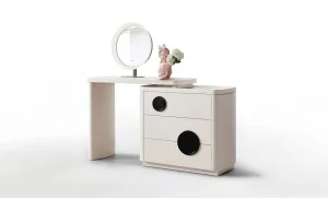 Măsuță Toaletă T639-3 Albă Extensibilă cu 3 culori LED și Oglindă