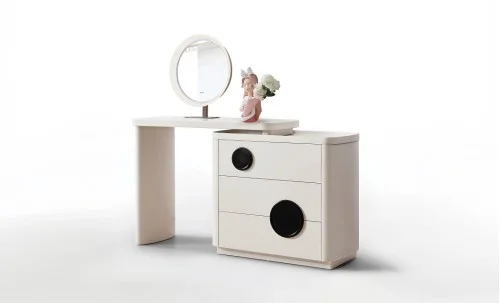 Măsuță Toaletă T639-3 Albă Extensibilă cu 3 culori LED și Oglindă