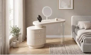 Măsuță Toaletă T651-3 Albă cu 3 culori LED și Oglindă