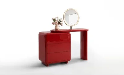 Măsuță Toaletă T652-3 Roșie Extensibilă cu 3 culori LED și Oglindă